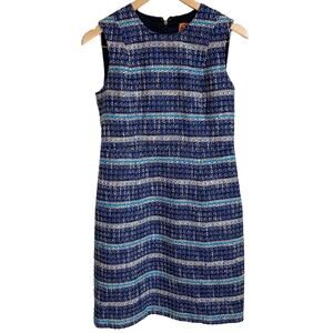 Tory Burch Petra Blue Tweed Sheath Dress
